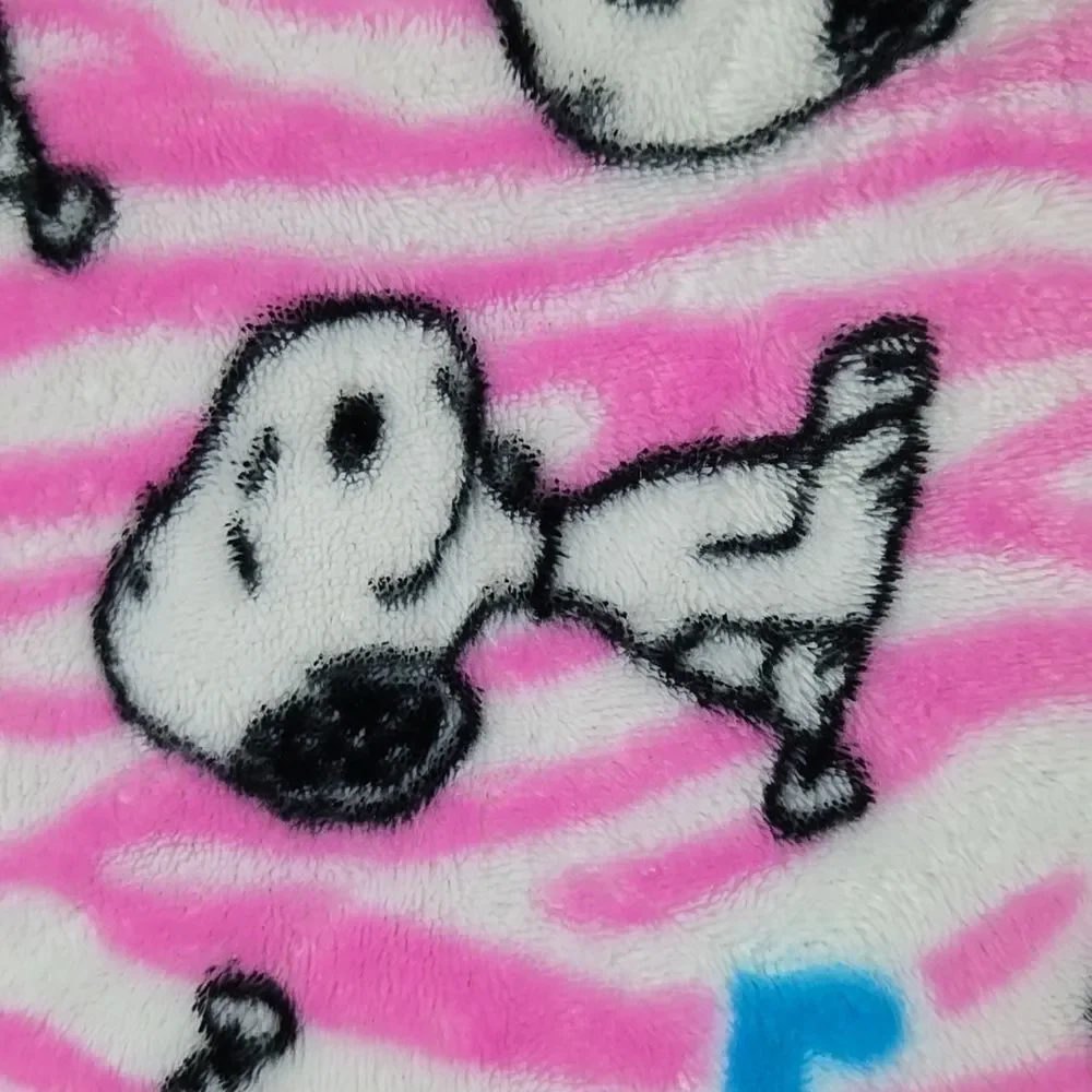 SNOOPY Girls Robe Plush Fleece Pink Striped Bathrobe Belted XS 4/5 Toddler Kids